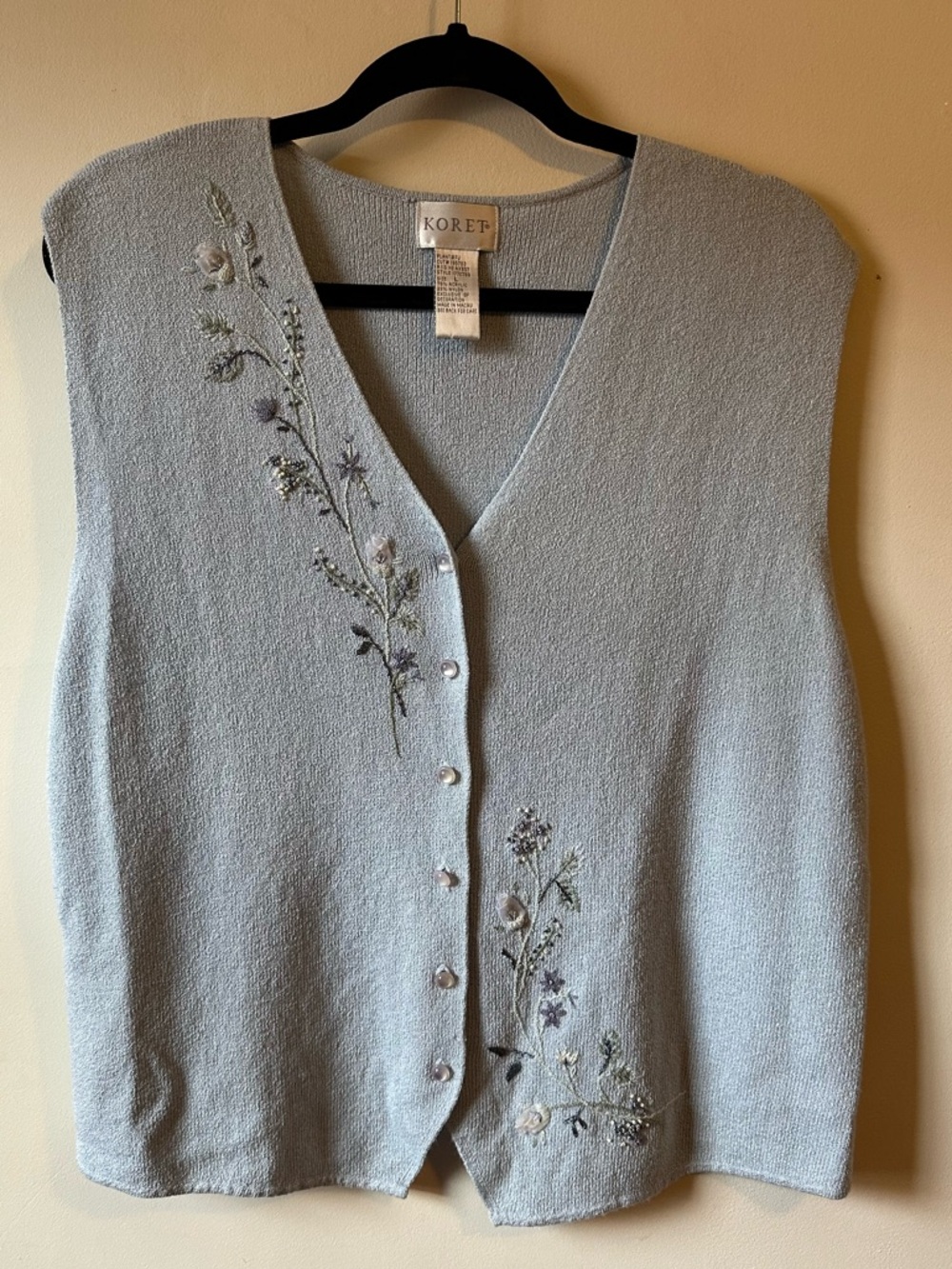 Vintage Koret Floral Embroidered Vest Grannycore Cottagecore Feminine